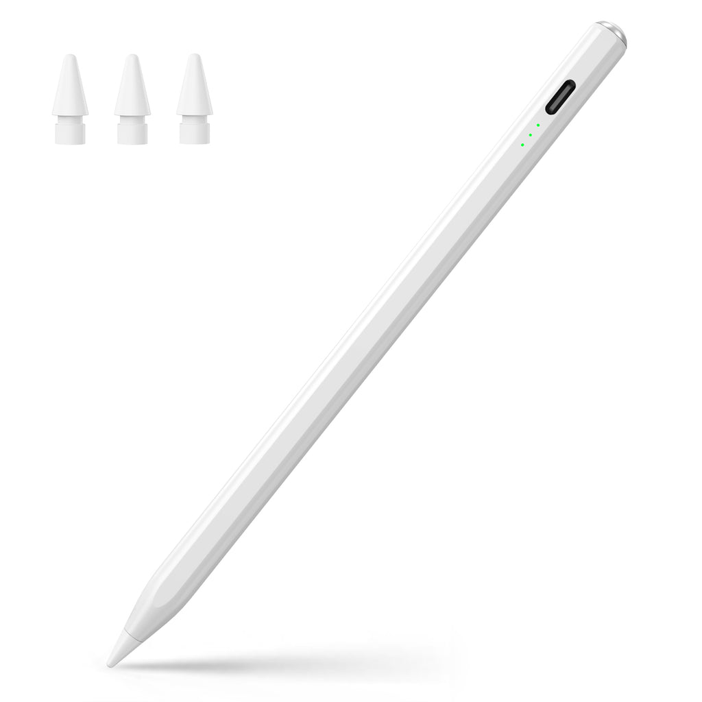 Stylus Pen for iPad(2018-2025)-13 Mins Fast Charge with Tilt Sensitivity & Palm Rejection for iPad 11/10/9/8/7/6th Gen, Air 7/6/5/4/3/M3/M2, Pro 13"/12.9"/11"/M4, Mini 7/6/5th,White