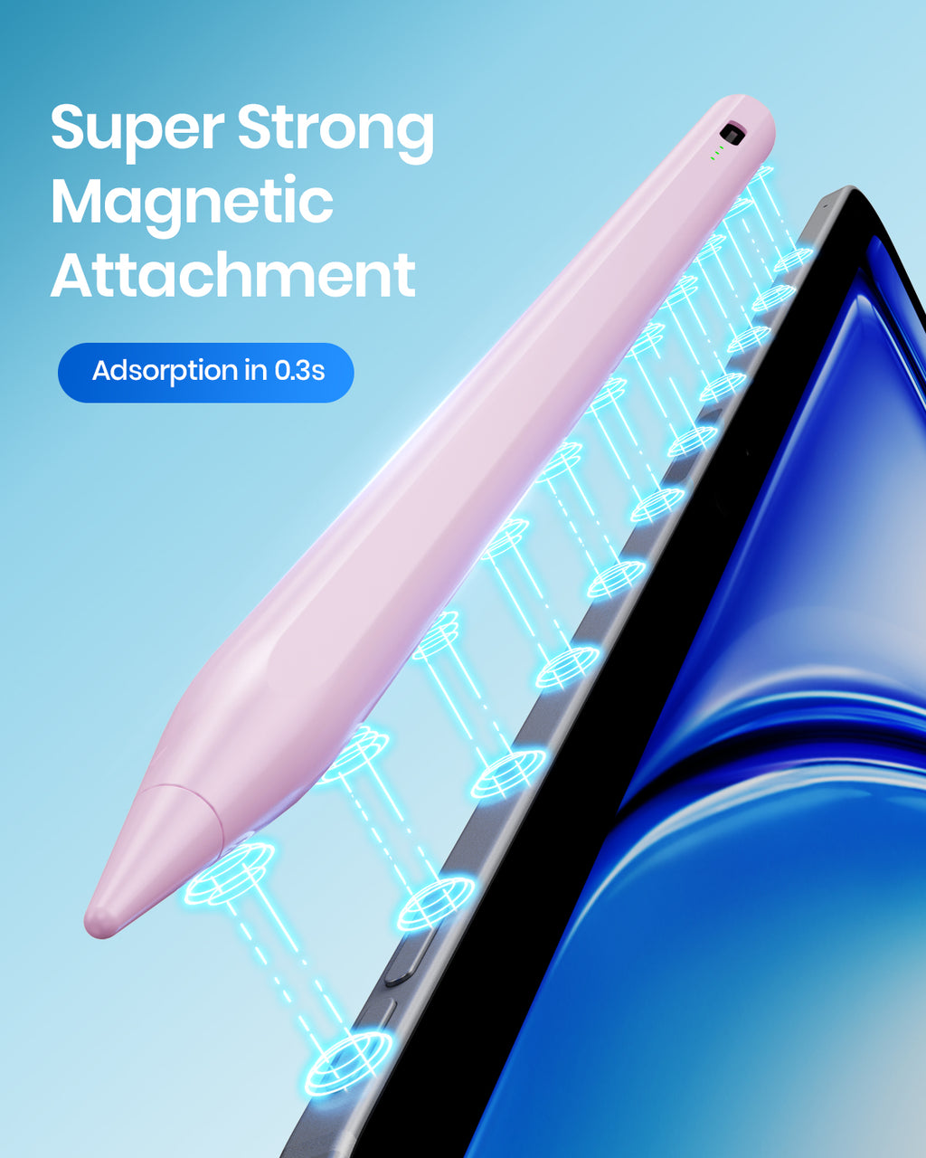 Stylus Pen for iPad(2018-2025)-2X Faster Charge with Tilt Sensitivity & Palm Rejection for iPad 11/10/9/8/7/6th Gen, Air 7/6/5/4/3/M3/M2, Pro 13"/12.9"/11"/M4, Mini 7/6/5th,Pink