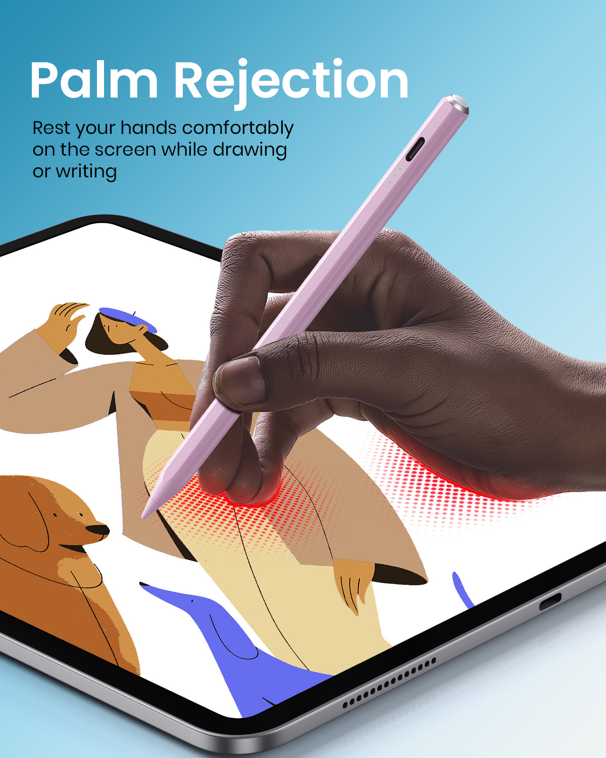 Stylus Pen for iPad(2018-2025)-2X Faster Charge with Tilt Sensitivity & Palm Rejection for iPad 11/10/9/8/7/6th Gen, Air 7/6/5/4/3/M3/M2, Pro 13"/12.9"/11"/M4, Mini 7/6/5th,Pink