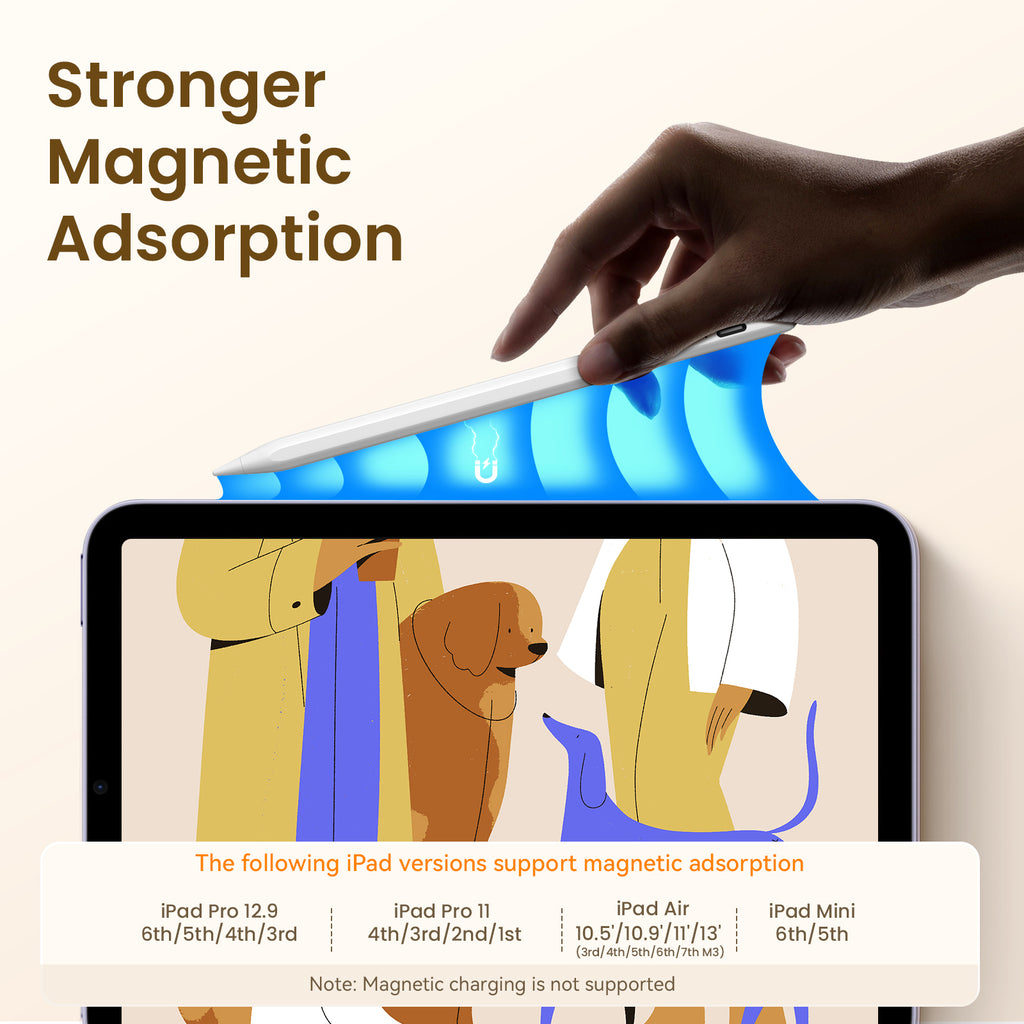 Stylus Pen for iPad(2018-2025)-13 Mins Fast Charge with Tilt Sensitivity & Palm Rejection for iPad 11/10/9/8/7/6th Gen, Air 7/6/5/4/3/M3/M2, Pro 13"/12.9"/11"/M4, Mini 7/6/5th,White