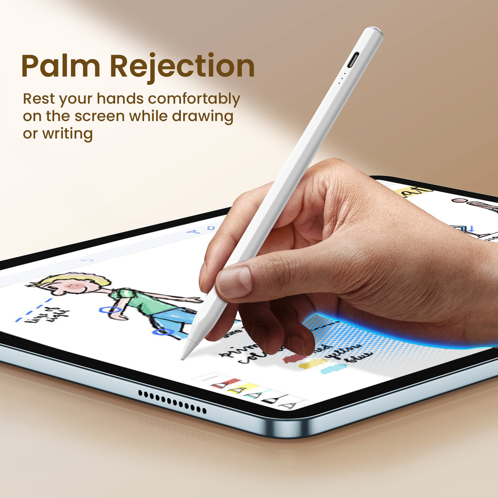 Stylus Pen for iPad(2018-2025)-13 Mins Fast Charge with Tilt Sensitivity & Palm Rejection for iPad 11/10/9/8/7/6th Gen, Air 7/6/5/4/3/M3/M2, Pro 13"/12.9"/11"/M4, Mini 7/6/5th,White