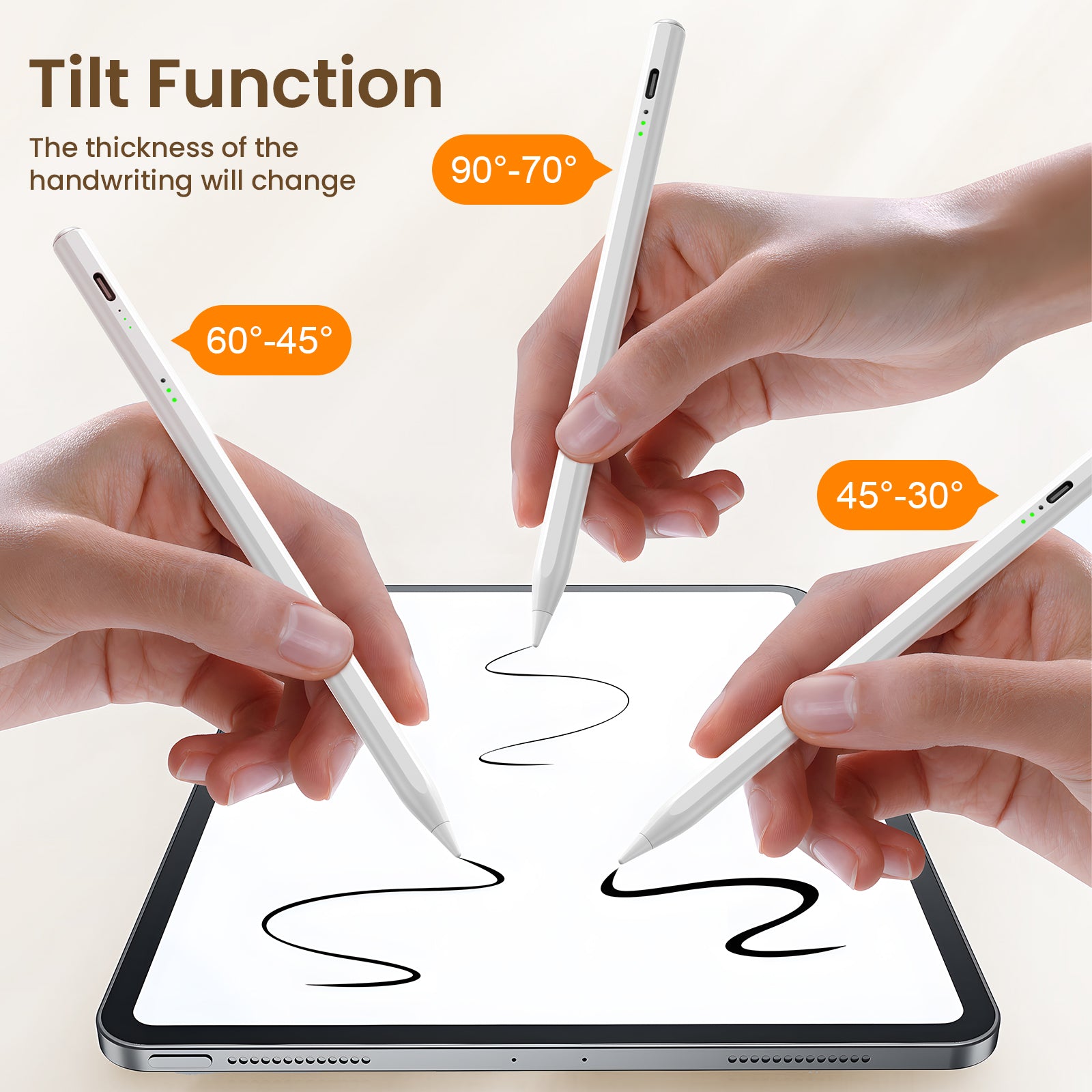 Stylus Pen for iPad(2018-2025)-13 Mins Fast Charge with Tilt Sensitivity & Palm Rejection for iPad 11/10/9/8/7/6th Gen, Air 7/6/5/4/3/M3/M2, Pro 13"/12.9"/11"/M4, Mini 7/6/5th,White