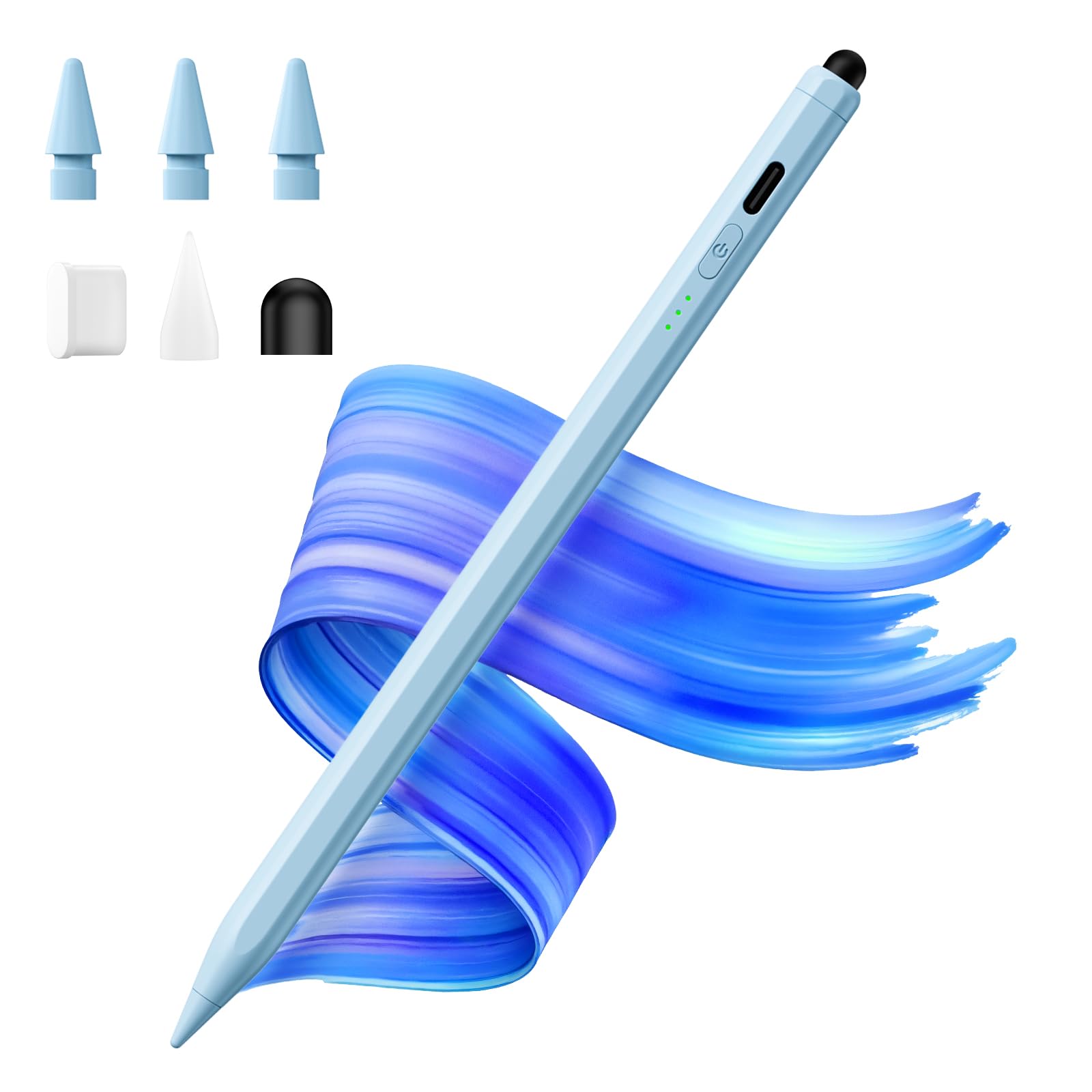 Stylus Pen for iPad(2025-2018),13 mins Fast Charge Pencil with Tilt Sensitivity, White & Blue
