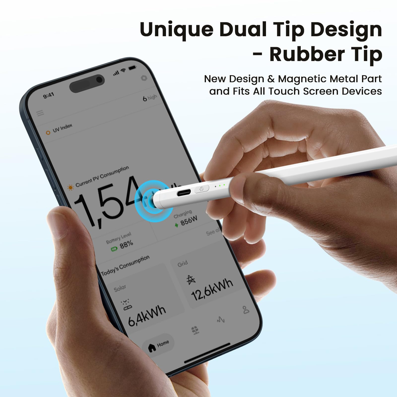 Stylus Pen for iPad(2025-2018),13 mins Fast Charge Pencil with Tilt Sensitivity, White & Blue